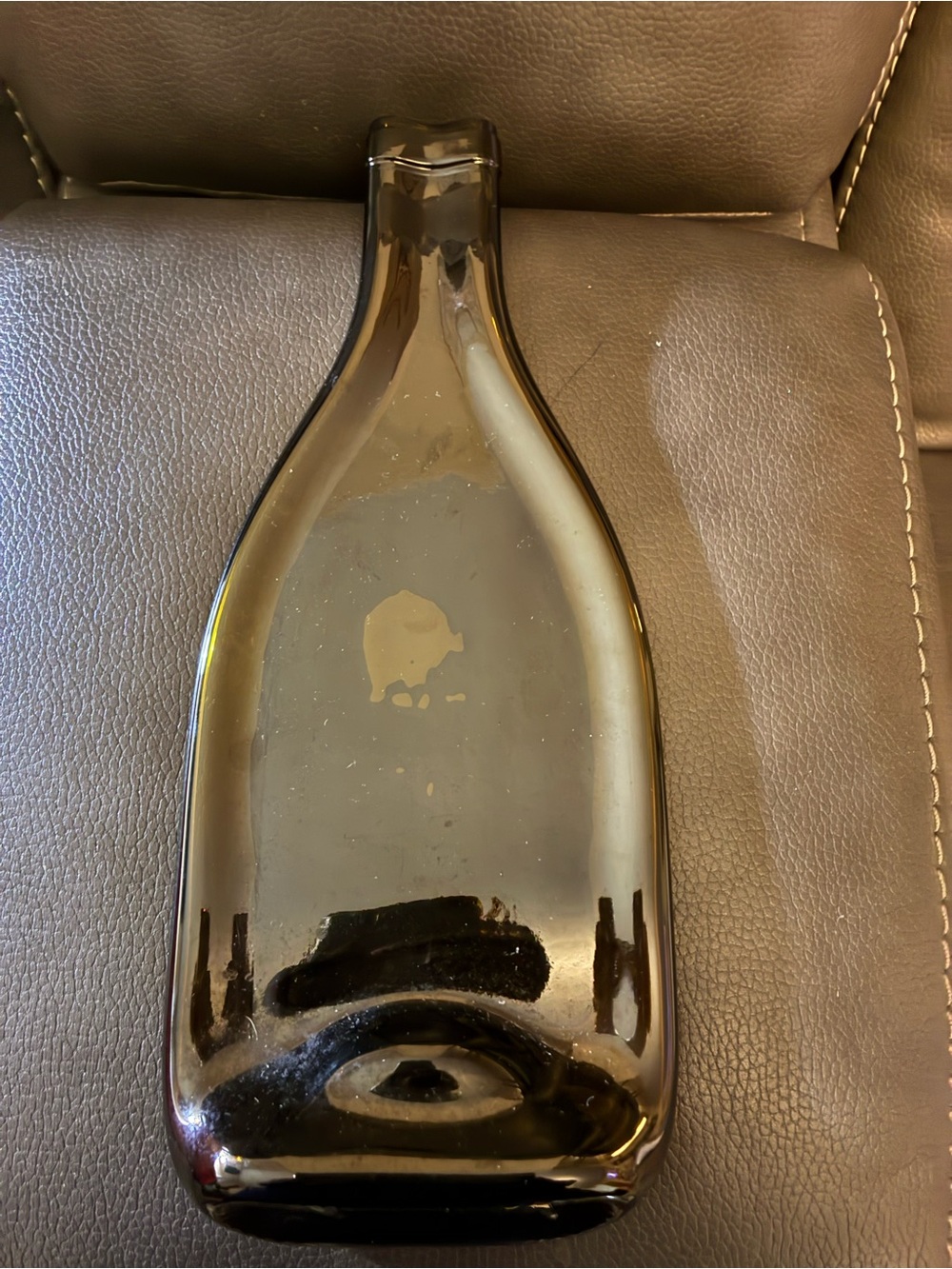 Vintage Flattened Glass Dark Brown Wine Bottle Cheese Board/Serving Tray